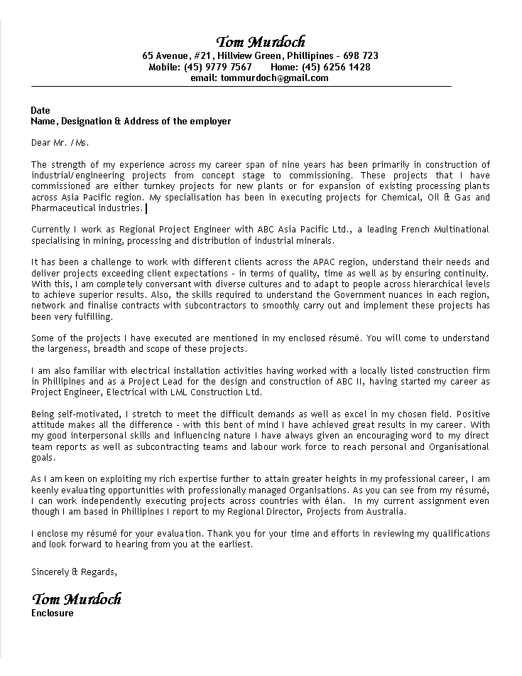 Cover Letter Example 2